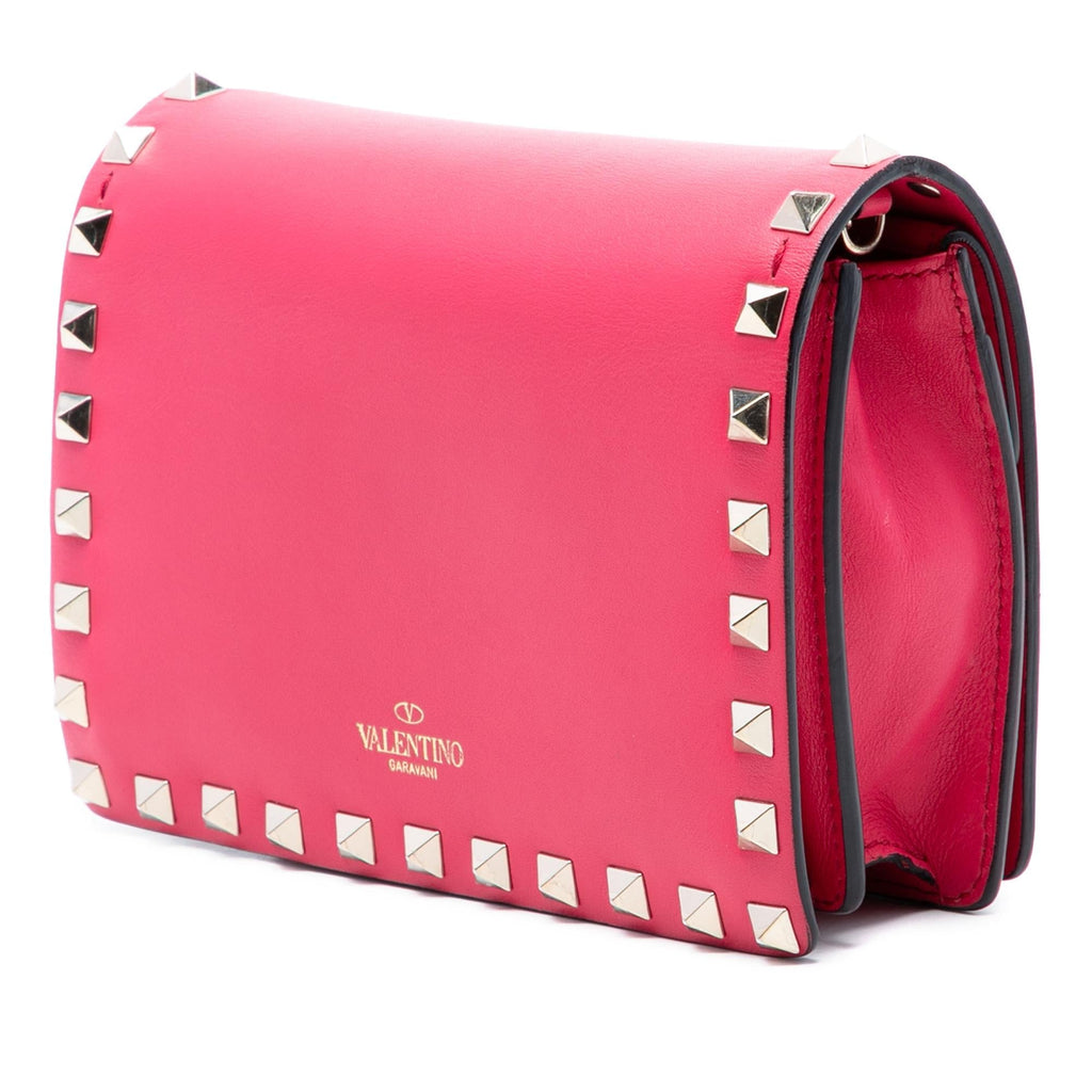 Valentino Leather Rockstud Chain Pouch Crossbody Bag - Pink