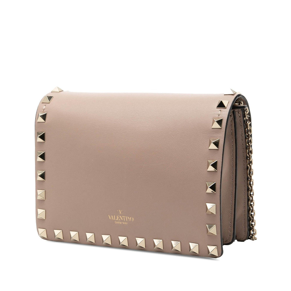 Valentino Leather Rockstud Chain Pouch Crossbody Bag - Pink