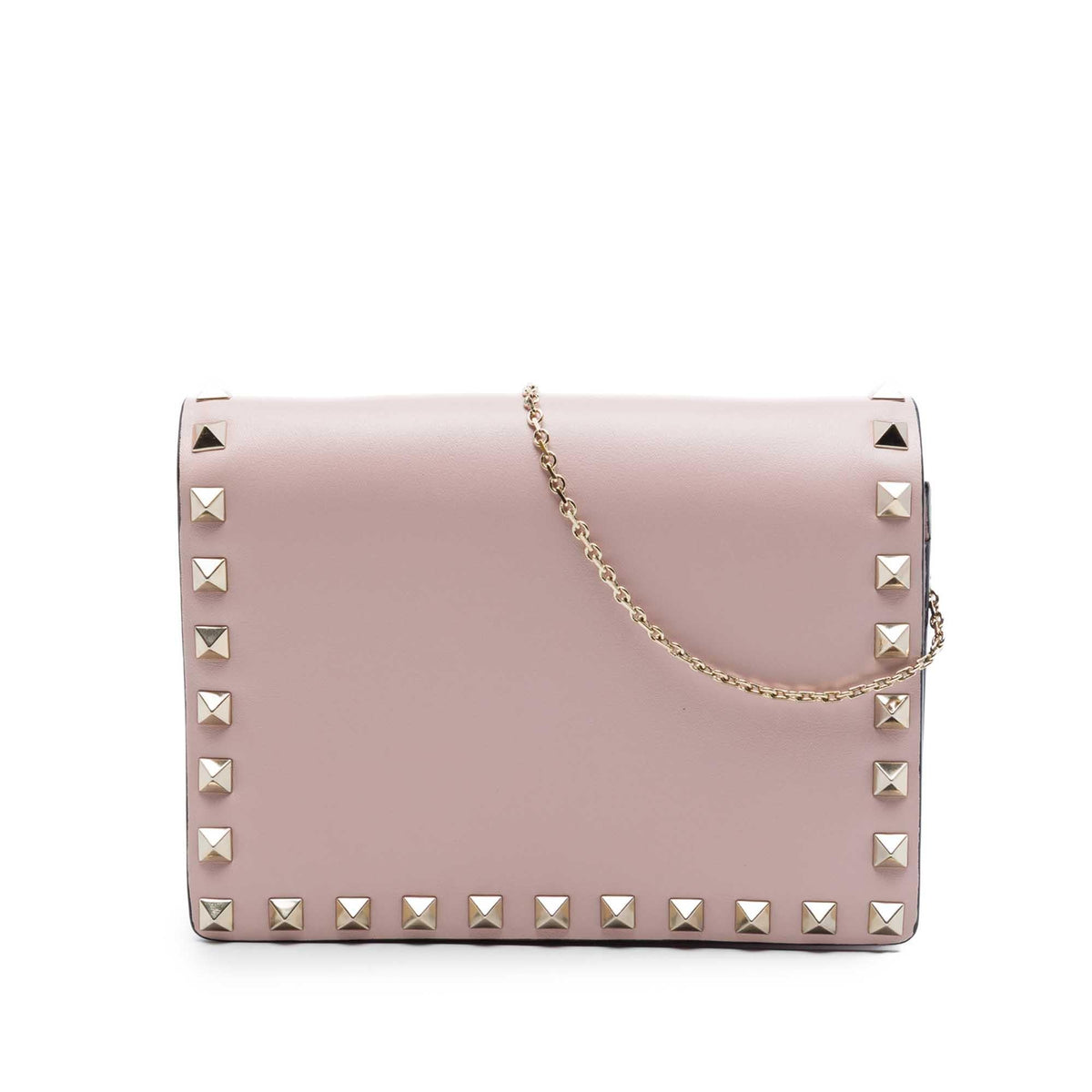 Valentino Leather Rockstud Chain Pouch Crossbody Bag - Pink