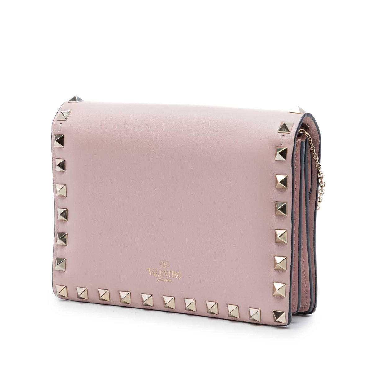 Valentino Leather Rockstud Chain Pouch Crossbody Bag - Pink