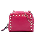 Valentino Leather Rockstud Double Zip Chain Crossbody Bag - Pink
