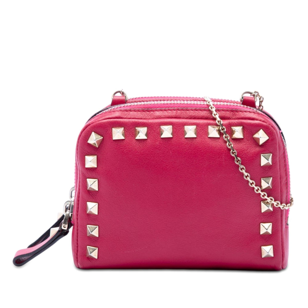 Valentino Leather Rockstud Double Zip Chain Crossbody Bag - Pink