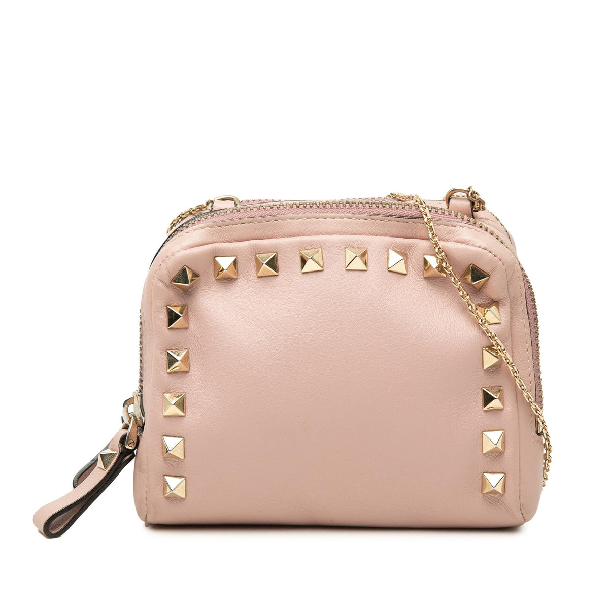 Valentino Leather Rockstud Double Zip Crossbody Bag - Pink