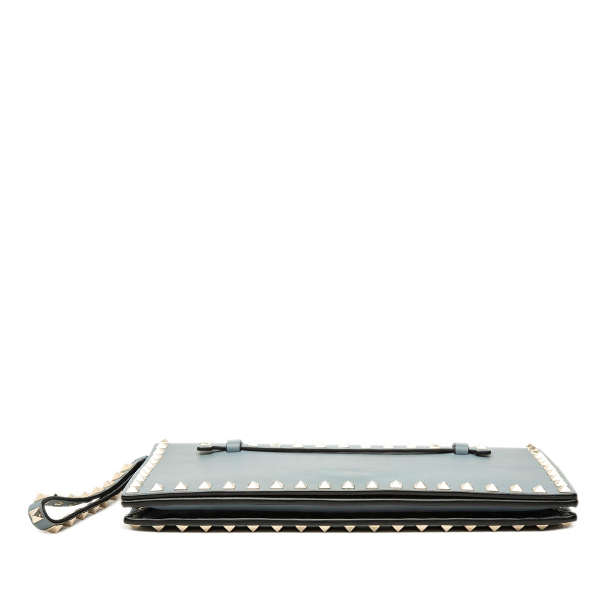 Valentino Leather Rockstud Flap Clutch - Blue