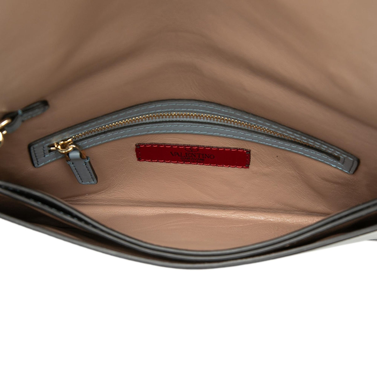 Valentino Leather Rockstud Flap Clutch - Blue