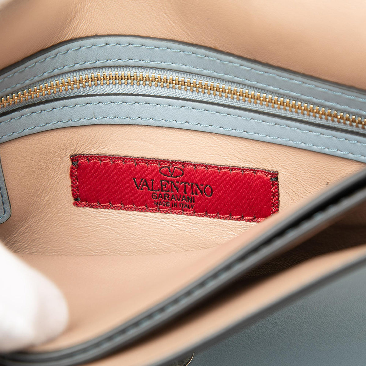 Valentino Leather Rockstud Flap Clutch - Blue