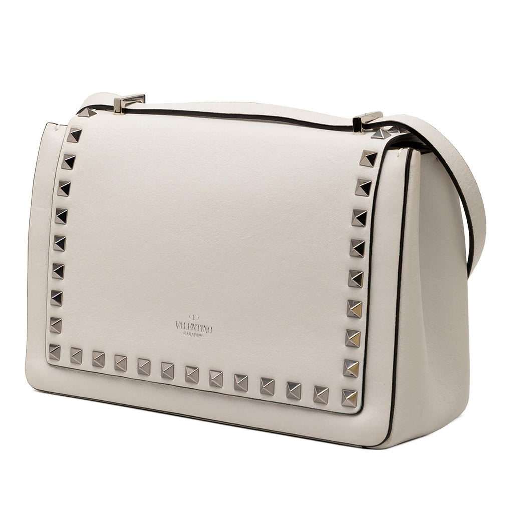 Valentino Leather Rockstud Flip Lock Crossbody Bag - Grey