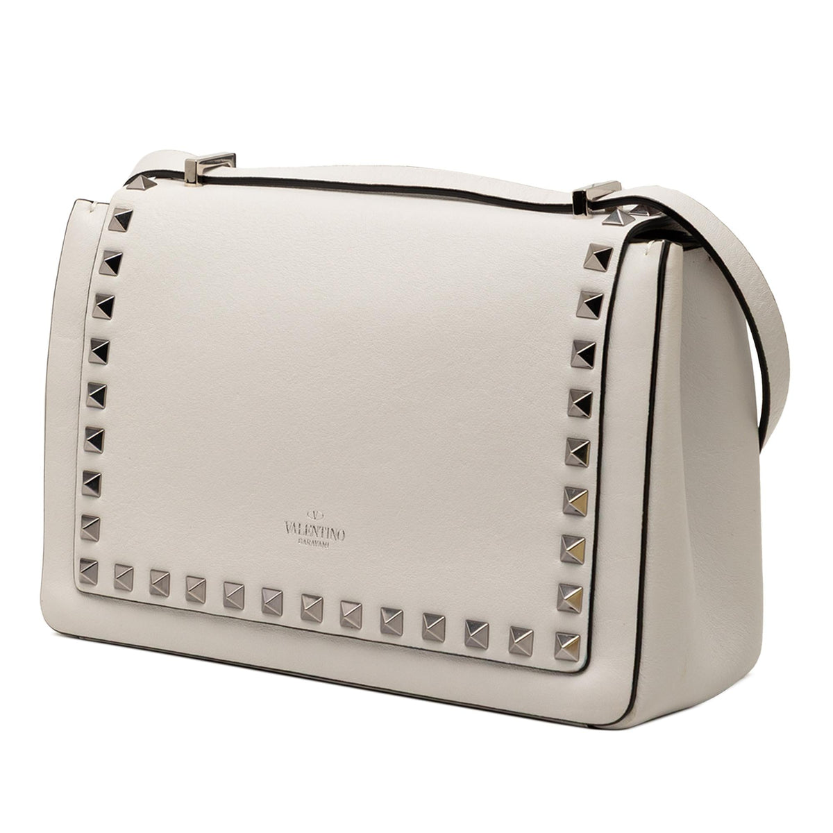 Valentino Leather Rockstud Flip Lock Crossbody Bag - Grey