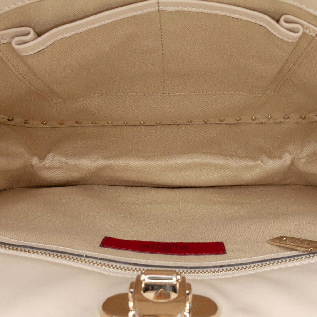 Valentino Leather Rockstud Shoulder Bag - Beige
