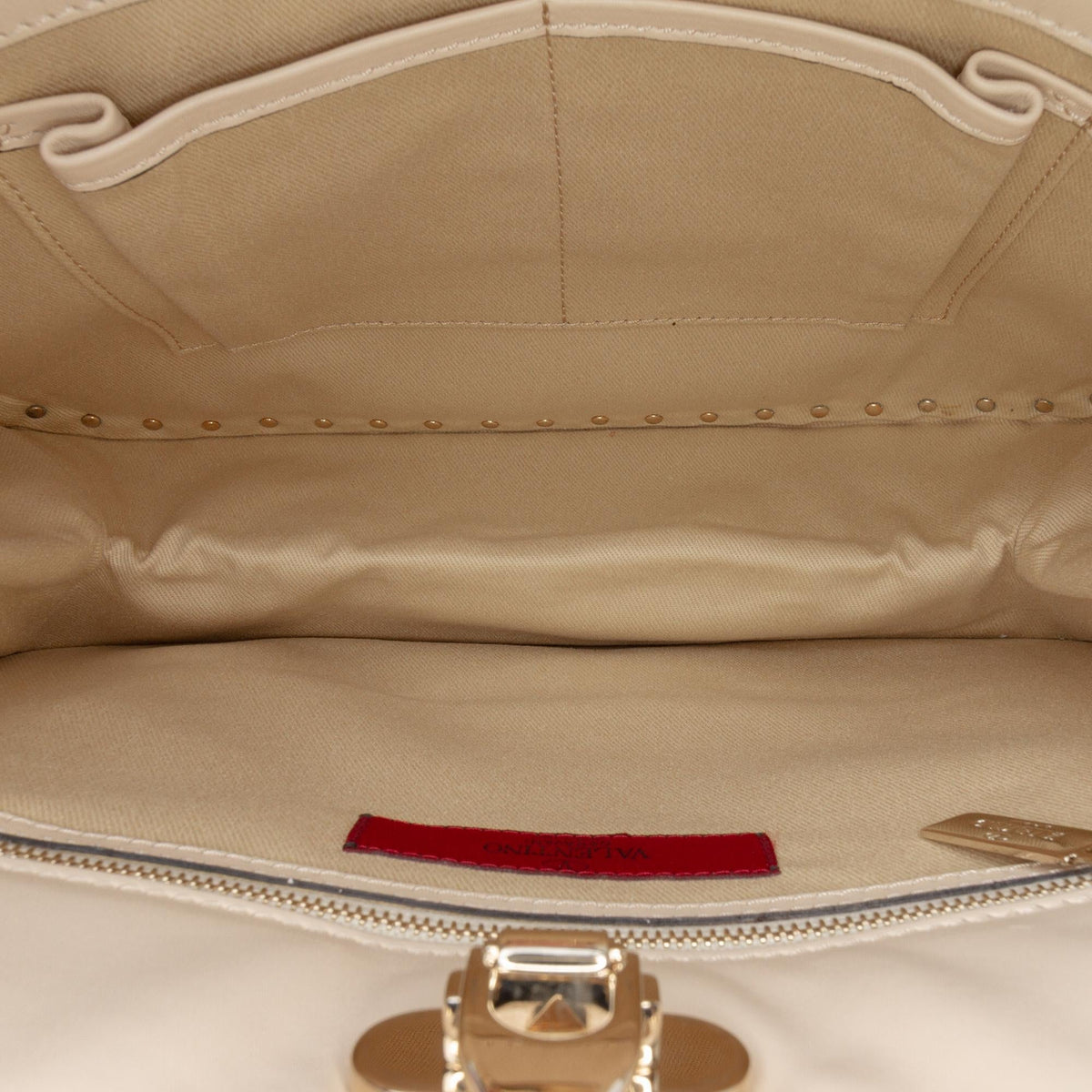 Valentino Leather Rockstud Shoulder Bag - Beige