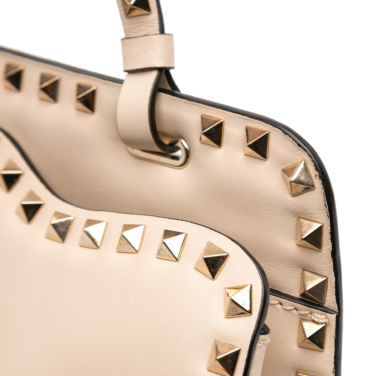 Valentino Leather Rockstud Shoulder Bag - Beige