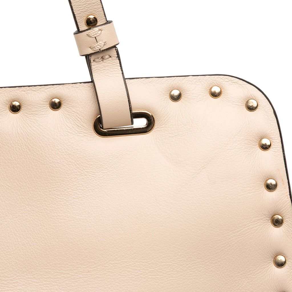 Valentino Leather Rockstud Shoulder Bag - Beige