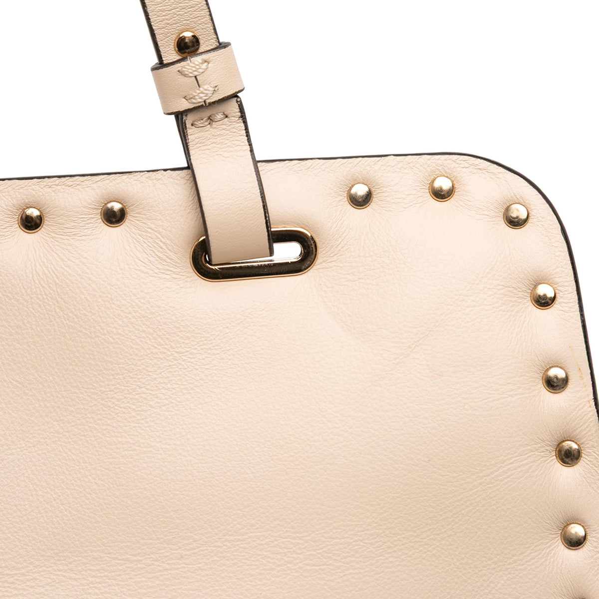 Valentino Leather Rockstud Shoulder Bag - Beige