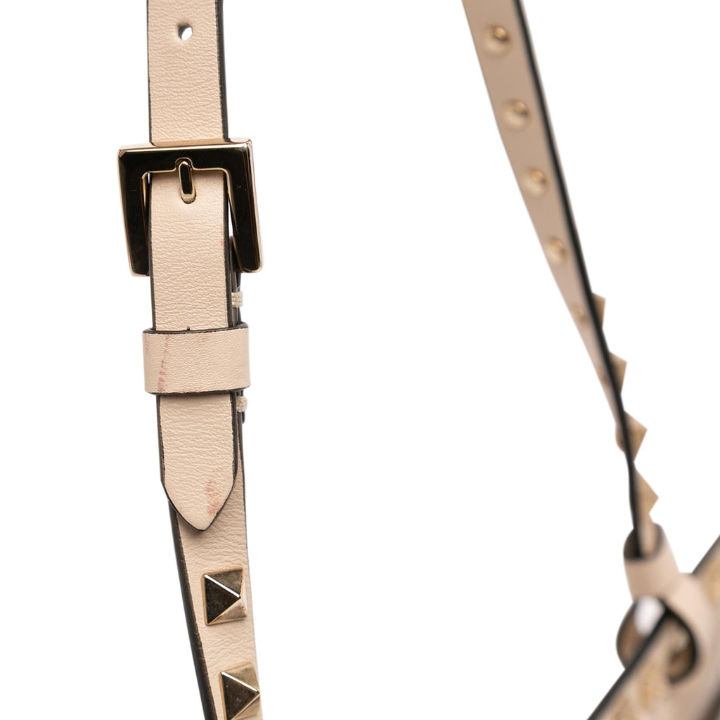 Valentino Leather Rockstud Shoulder Bag - Beige
