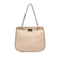 Valentino Leather Rockstud Shoulder Bag - Beige