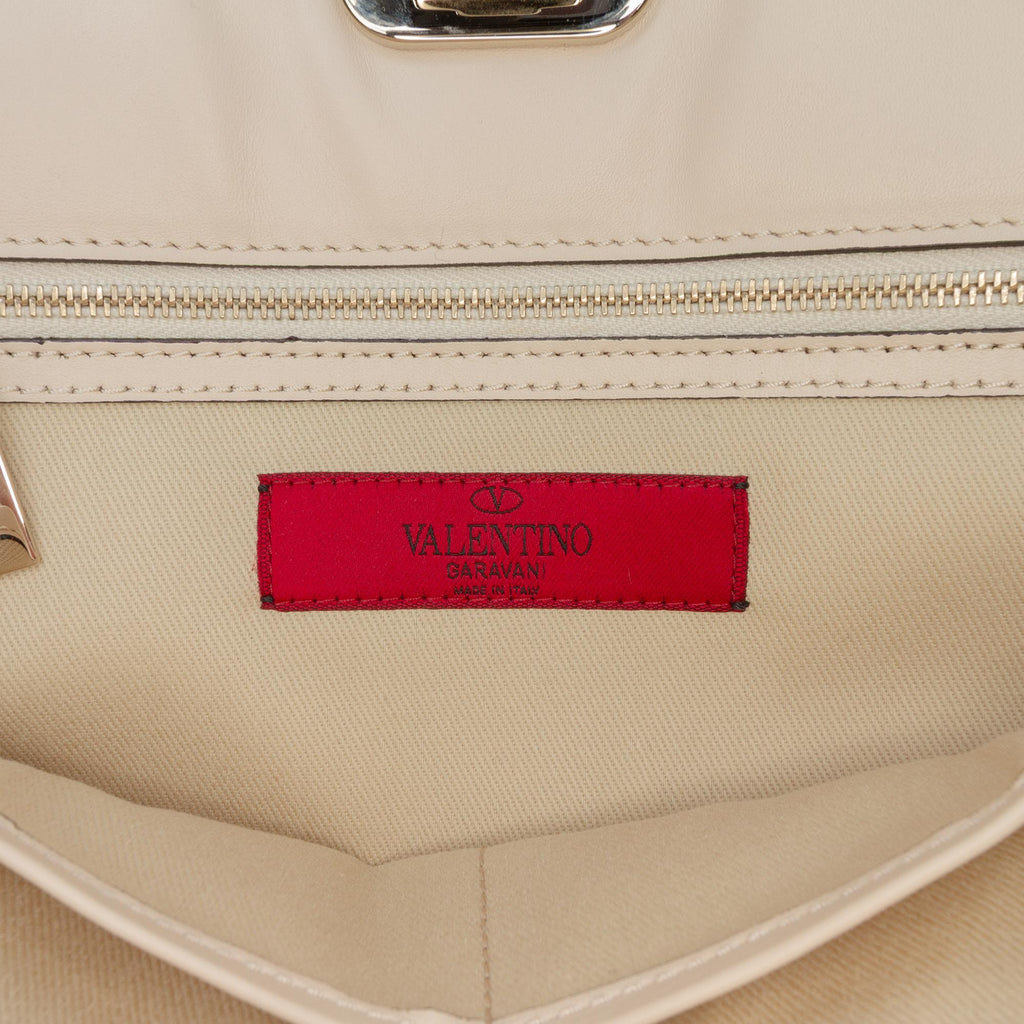 Valentino Leather Rockstud Shoulder Bag - Beige