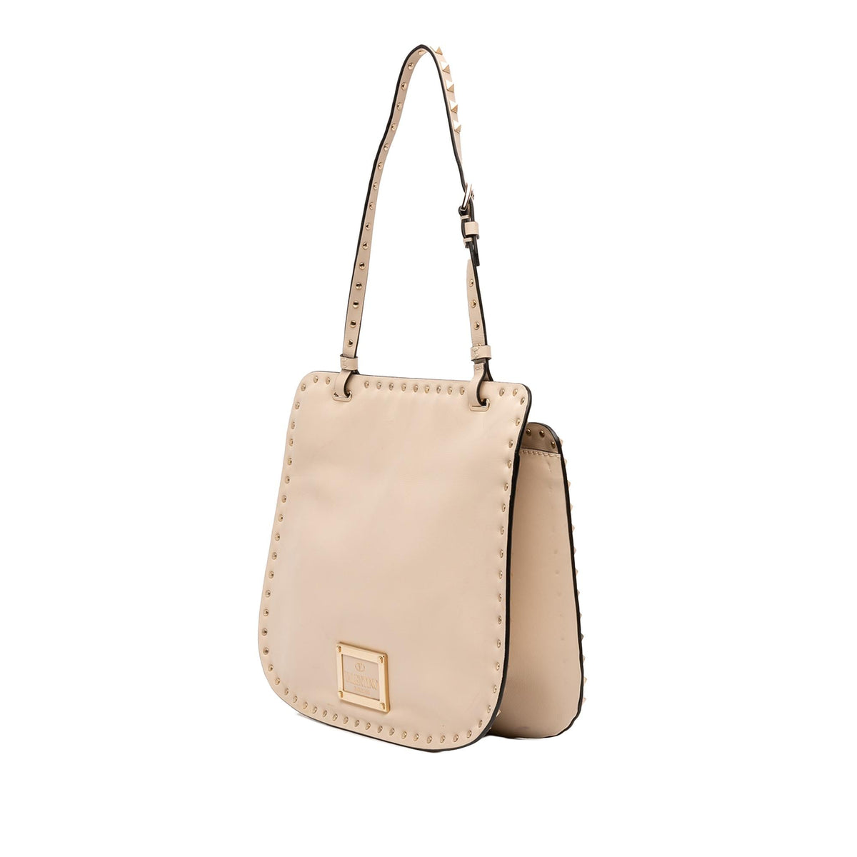 Valentino Leather Rockstud Shoulder Bag - Beige