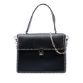Valentino Leather Rockstud Top Handle Bag - Black