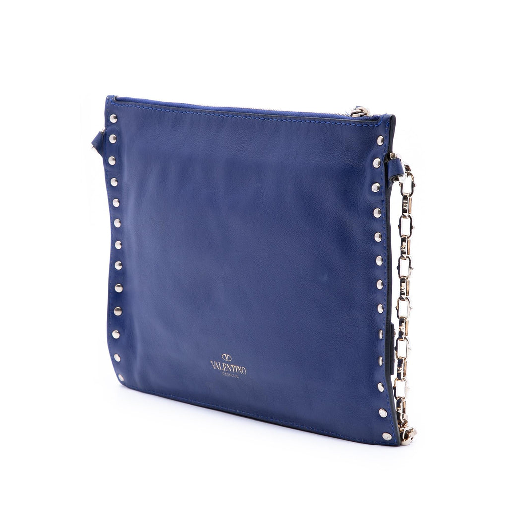Valentino Leather Rockstud Triple Zip Crossbody Bag - Blue