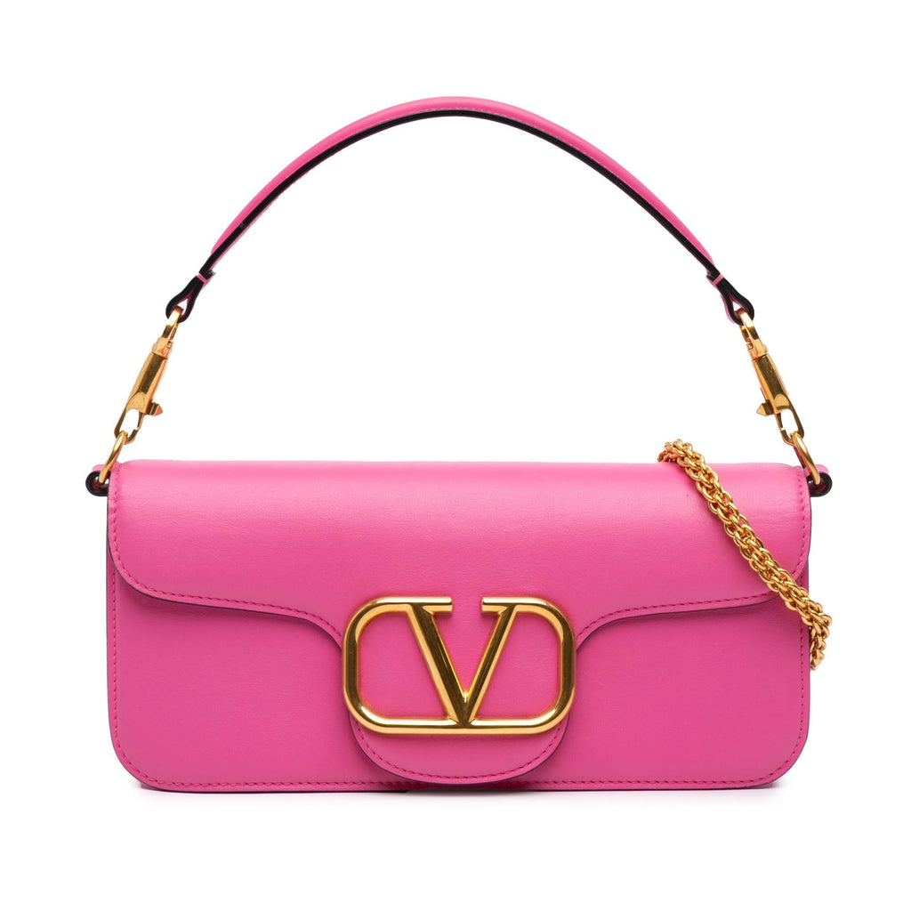 Valentino Medium Calfskin VLogo Loco Satchel - Pink
