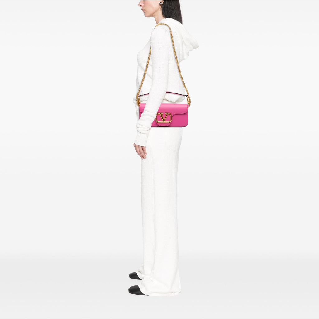 Valentino Medium Calfskin VLogo Loco Satchel - Pink