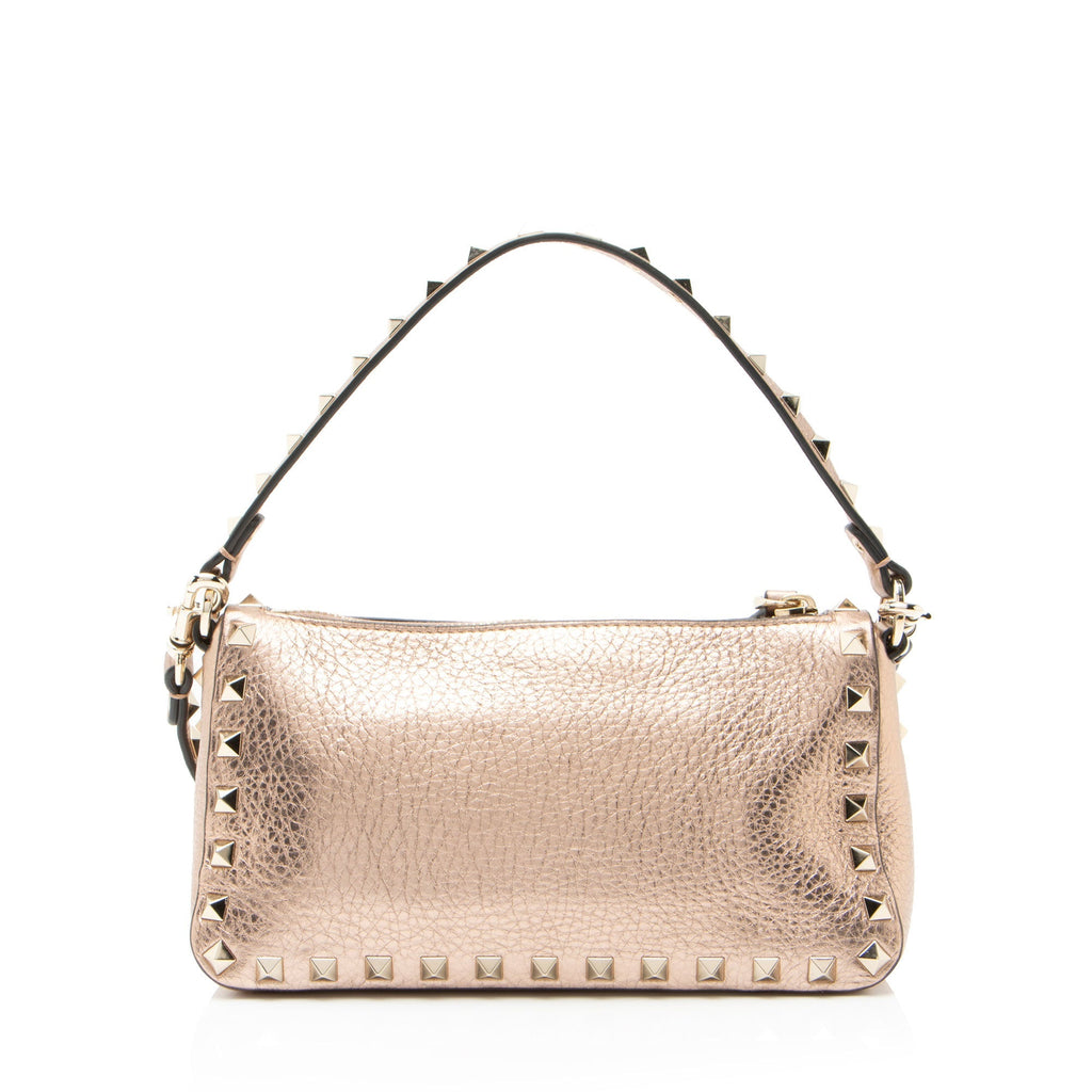 Valentino Metallic Calfskin Rockstud Small Shoulder Bag - Pink