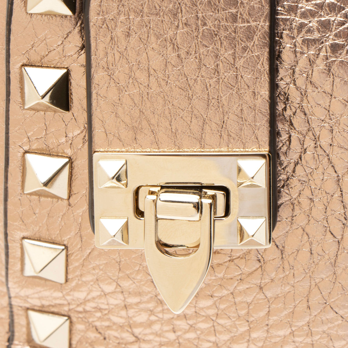 Valentino Metallic Calfskin Rockstud Small Shoulder Bag - Pink