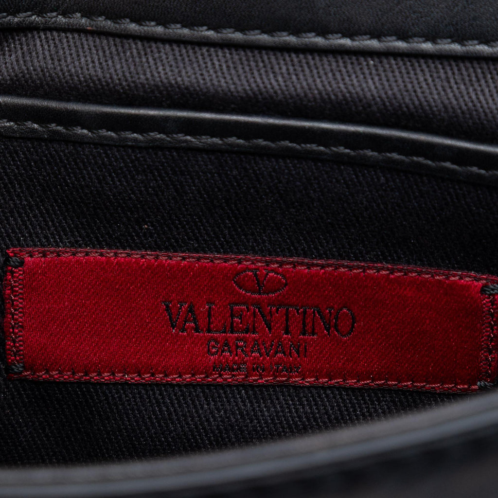 Valentino Mini Leather Rockstud Glam Lock Crossbody Bag - Black