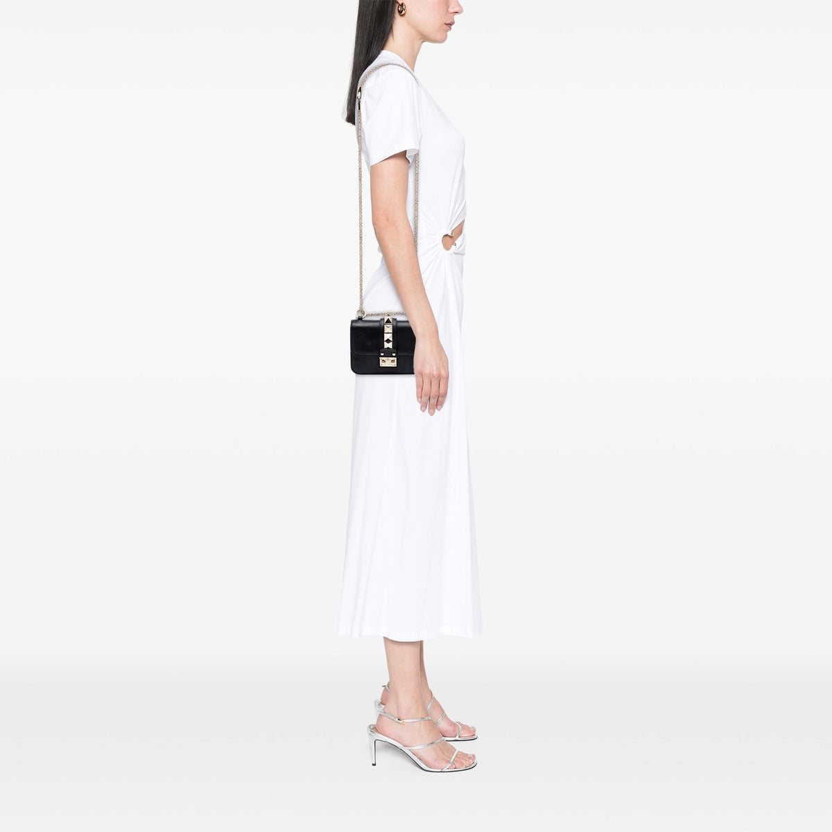 Valentino Mini Leather Rockstud Glam Lock Crossbody Bag - Black