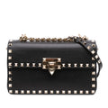 Valentino Small Leather Rockstud Flip Lock Chain Crossbody Bag - Black