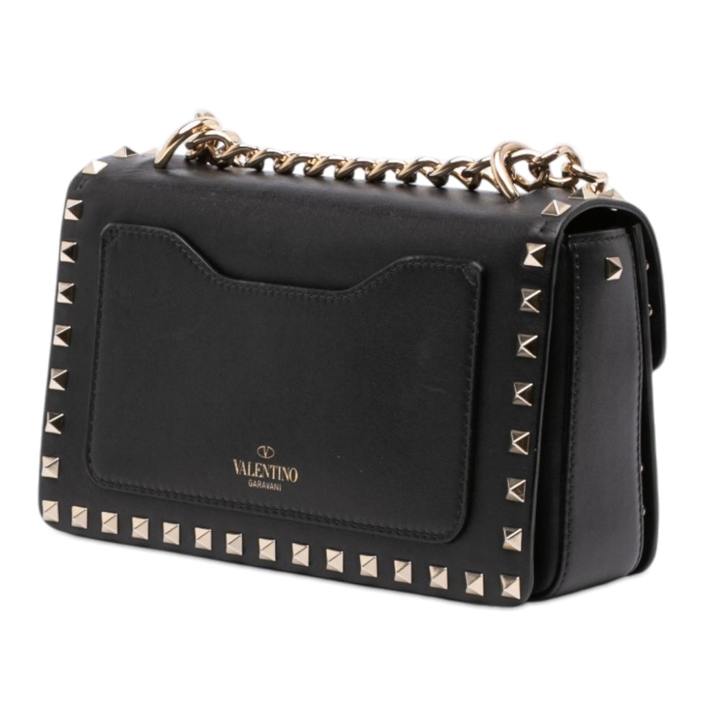 Valentino Small Leather Rockstud Flip Lock Chain Crossbody Bag - Black