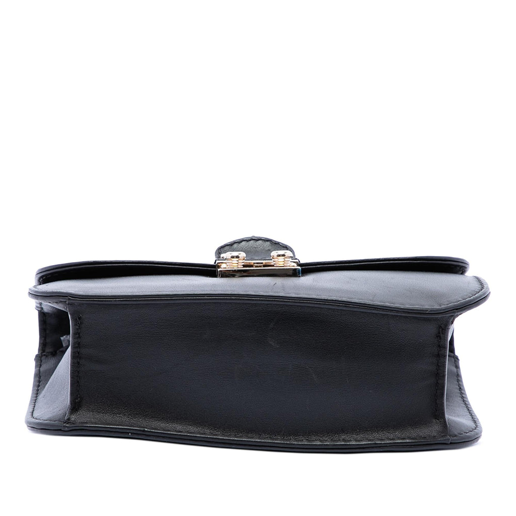 Valentino Small Leather Rockstud Glam Lock Crossbody Bag - Black