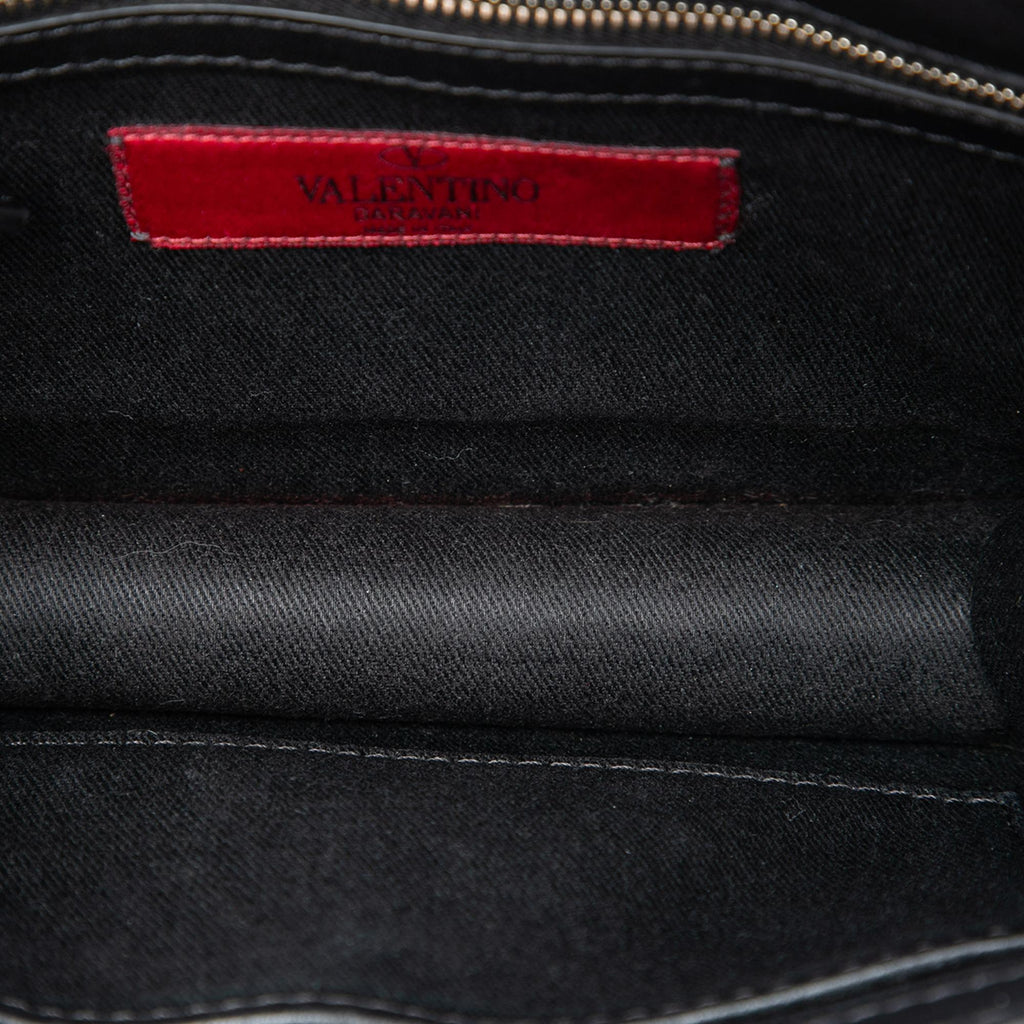 Valentino Small Leather Rockstud Glam Lock Crossbody Bag - Black