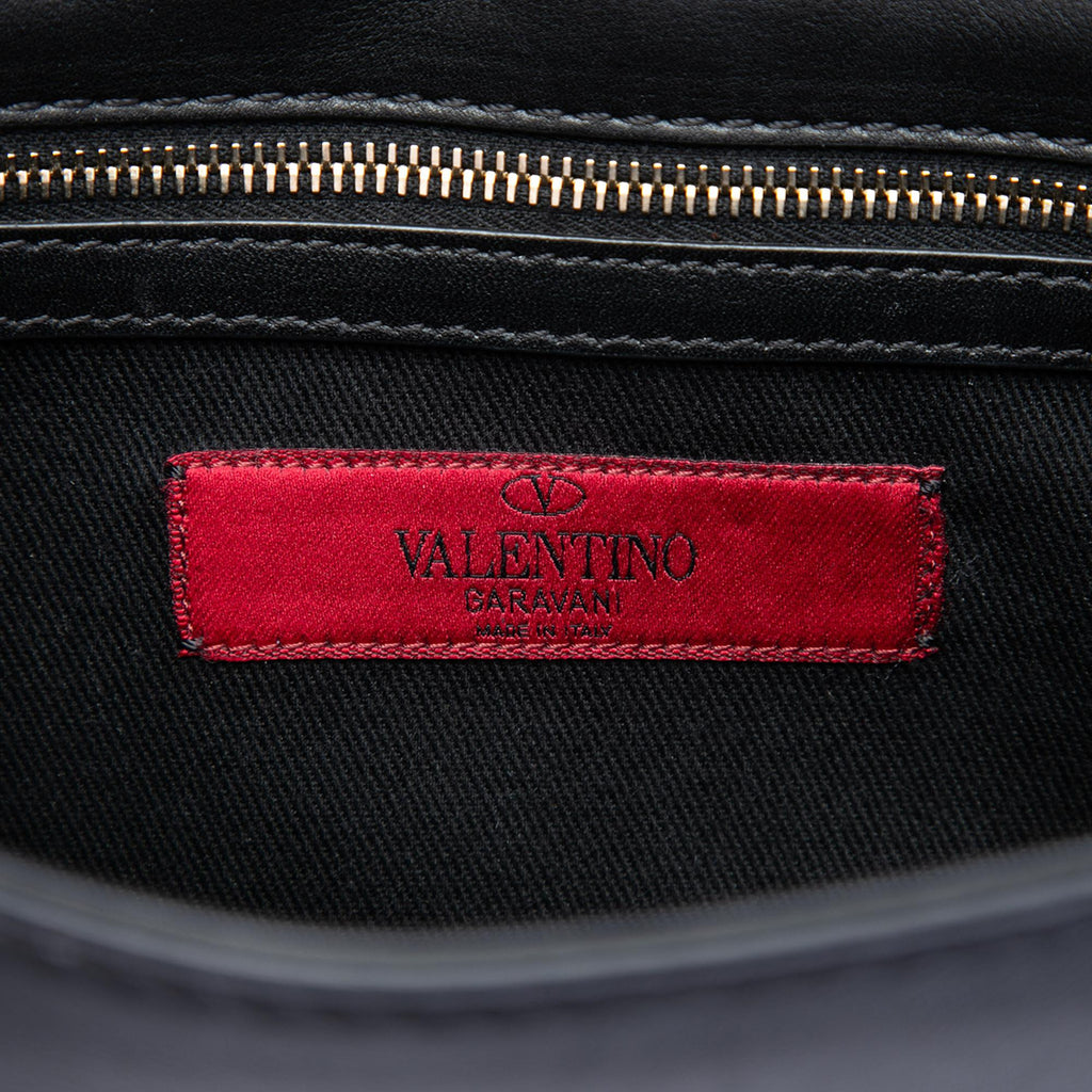 Valentino Small Leather Rockstud Glam Lock Crossbody Bag - Black