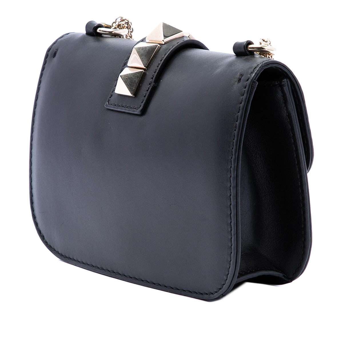 Valentino Small Leather Rockstud Glam Lock Crossbody Bag - Black