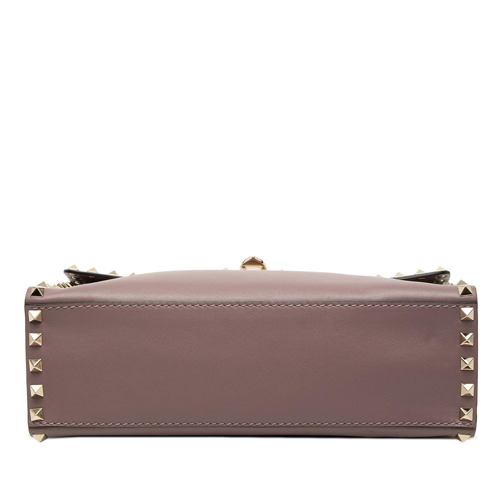 Valentino Small Leather Rockstud Single Handle Flap Satchel - Pink
