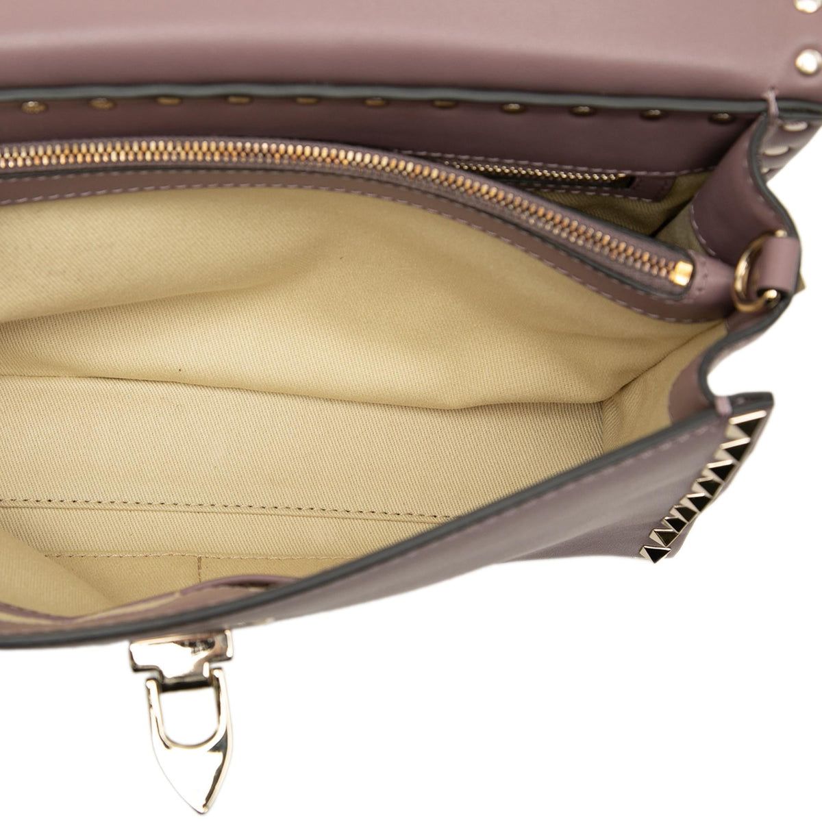 Valentino Small Leather Rockstud Single Handle Flap Satchel - Pink