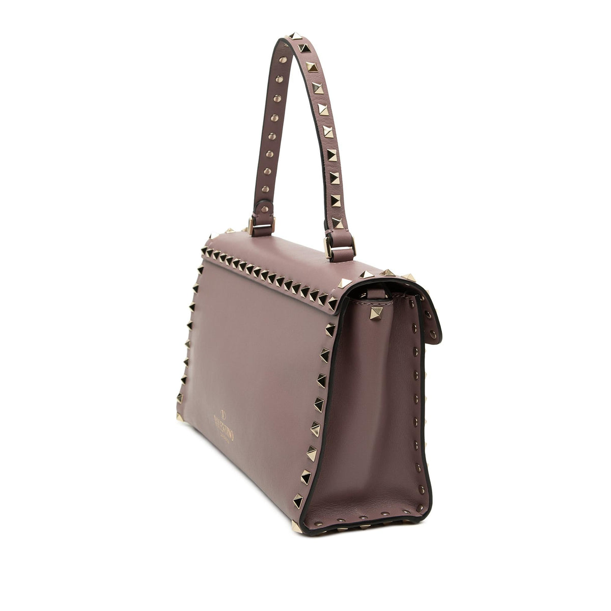 Valentino Small Leather Rockstud Single Handle Flap Satchel - Pink