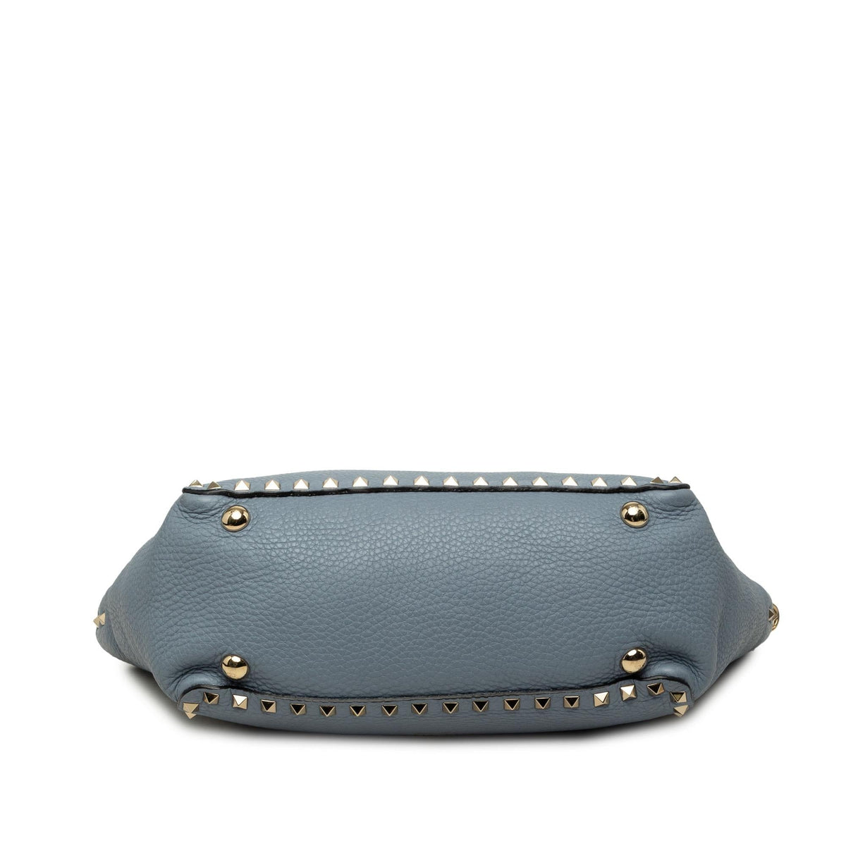 Valentino Small Leather Rockstud Trapeze Satchel - Blue