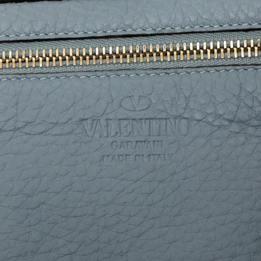 Valentino Small Leather Rockstud Trapeze Satchel - Blue