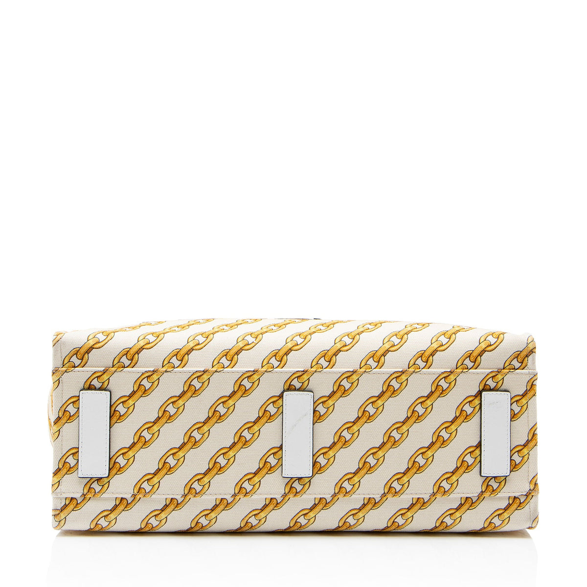 Versace Chain Link Canvas La Medusa Large Tote Bag - Beige/Gold