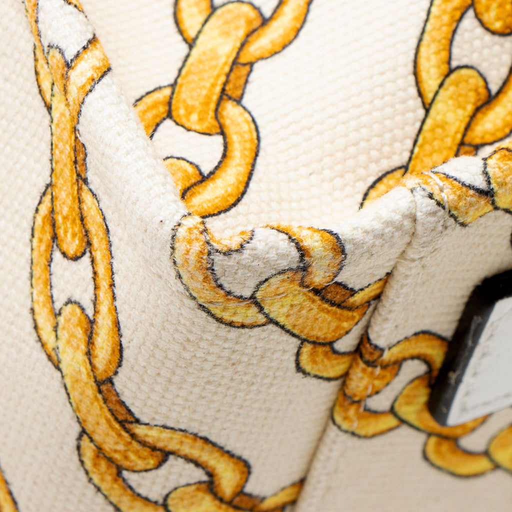 Versace Chain Link Canvas La Medusa Large Tote Bag - Beige/Gold
