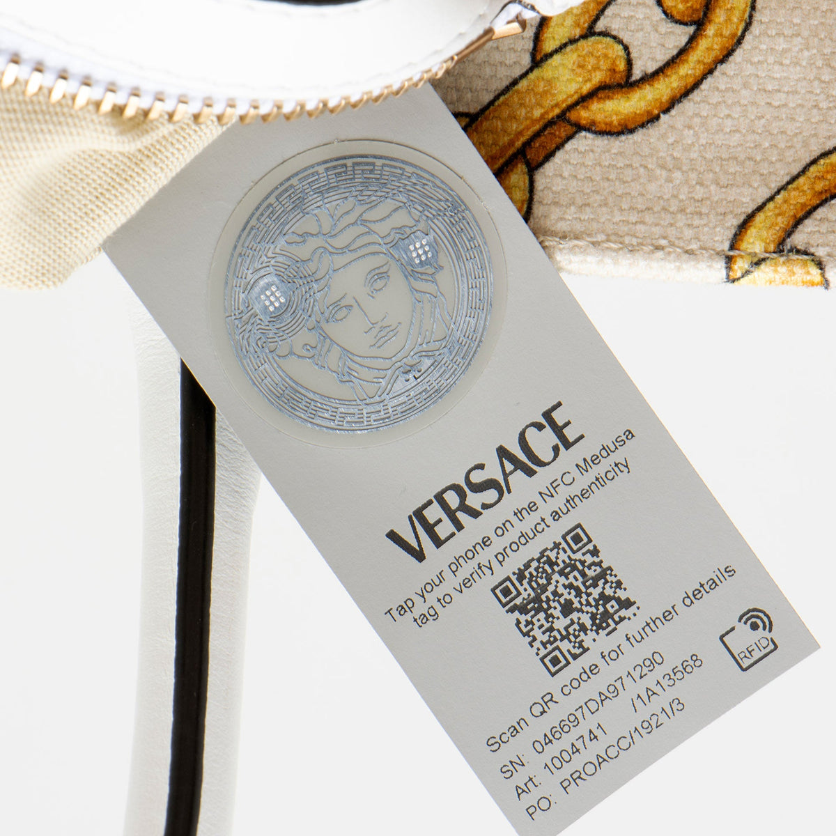 Versace Chain Link Canvas La Medusa Large Tote Bag - Beige/Gold