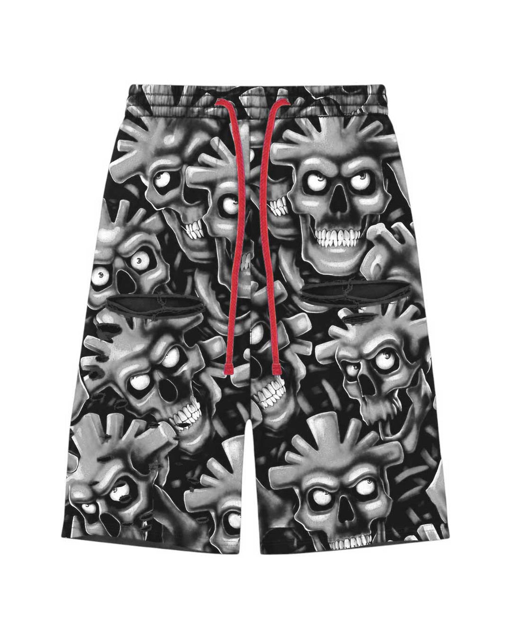 Vertabrae Grey Skull 3/4 Shorts