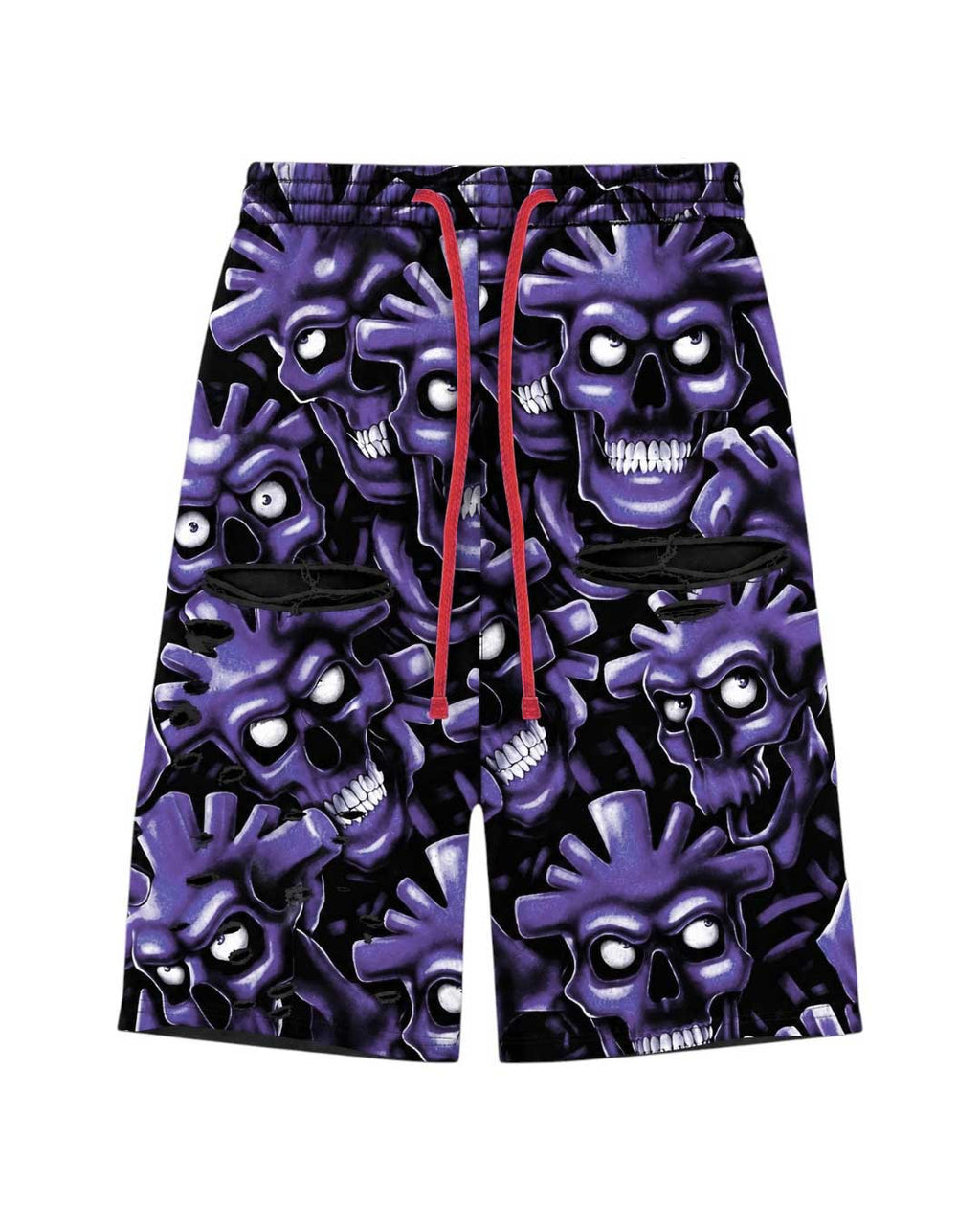 Vertabrae Purple Skull 3/4 Shorts