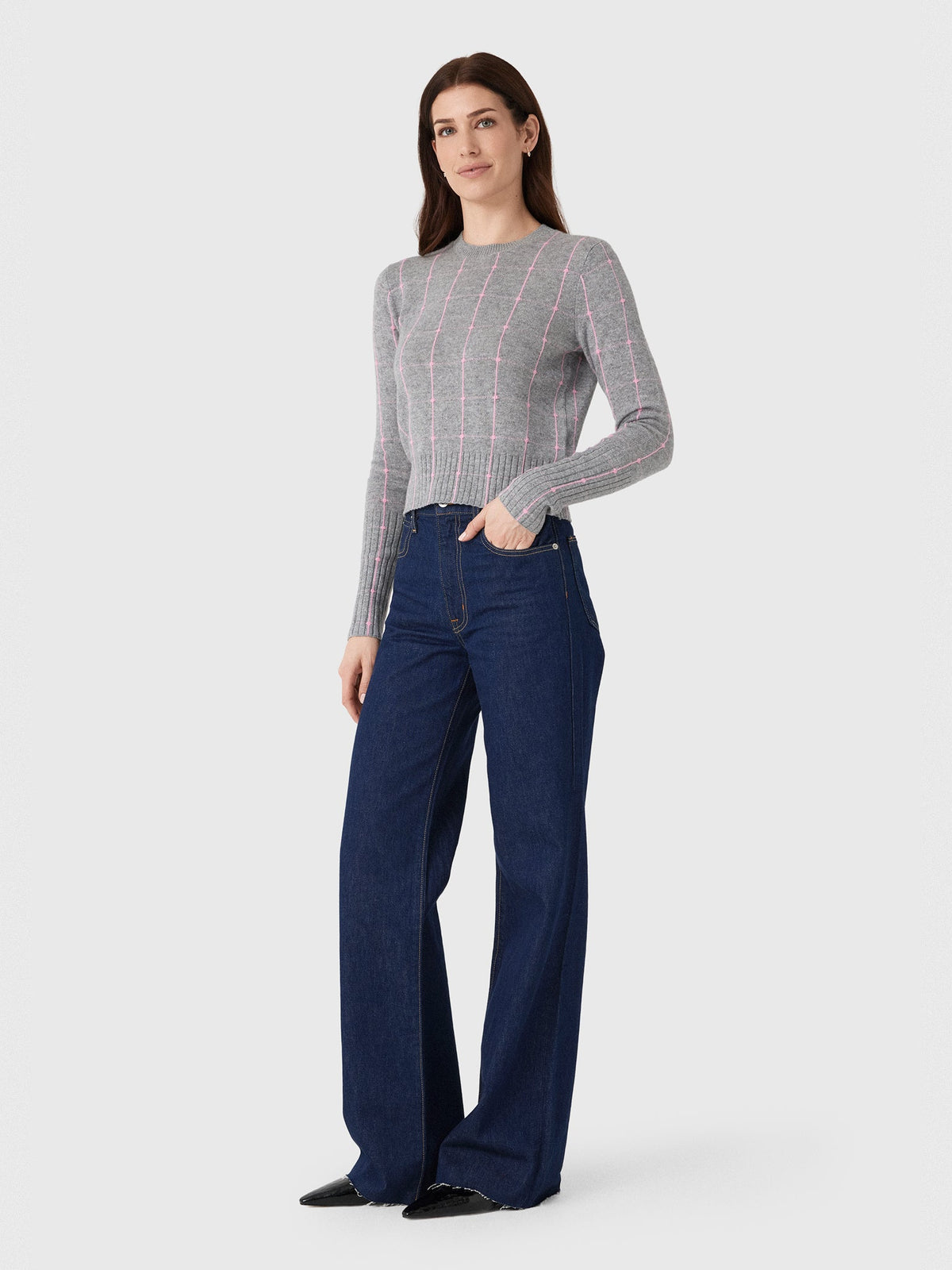 Guest In Residence Women's Shrunken Checker Crew