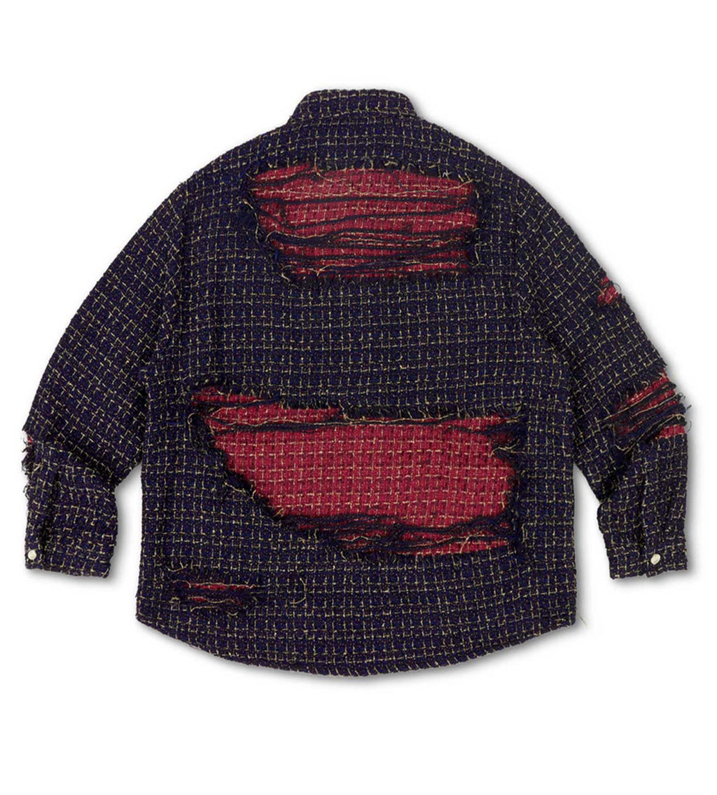 WNTD Distressed Double Layer Flannel Blue