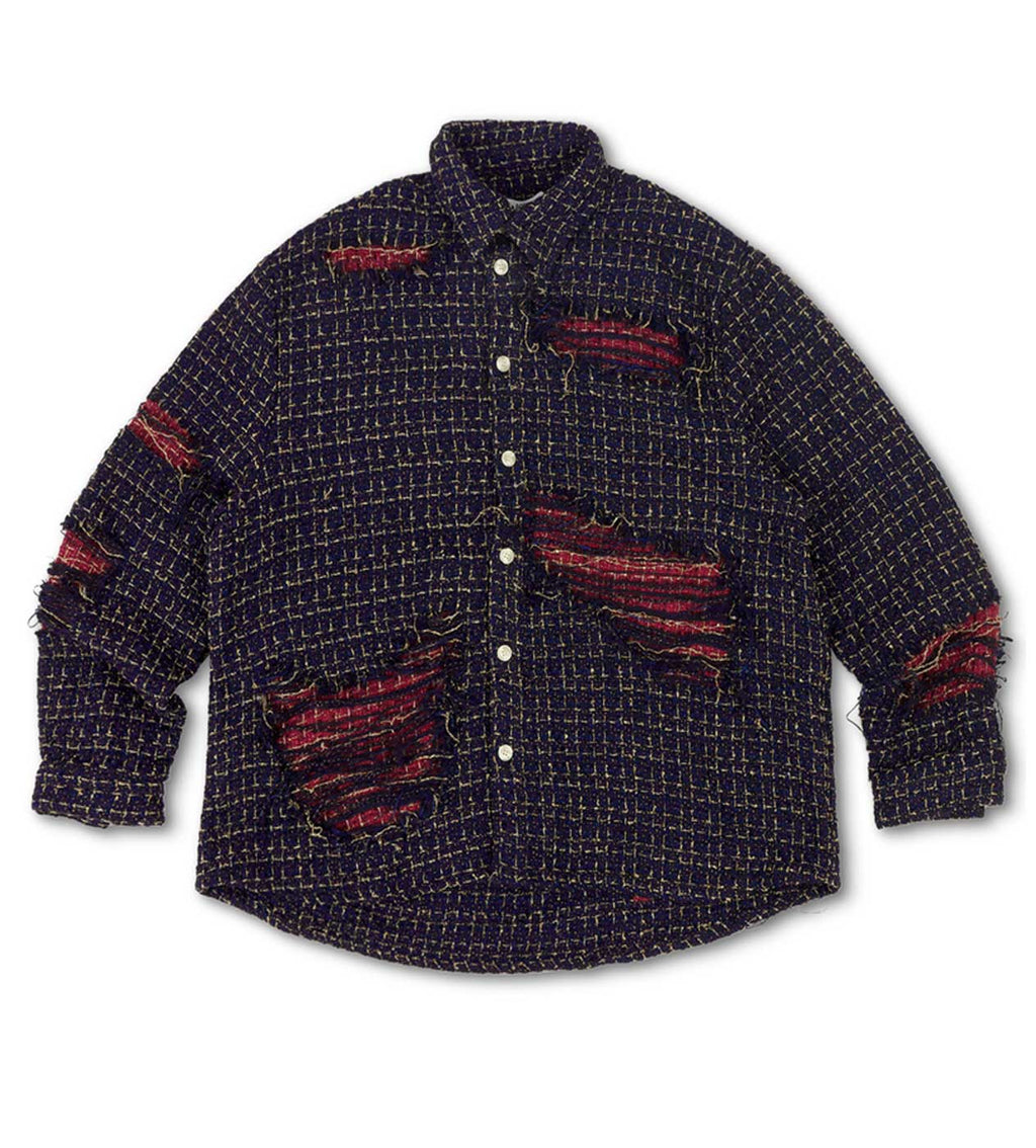 WNTD Distressed Double Layer Flannel Blue
