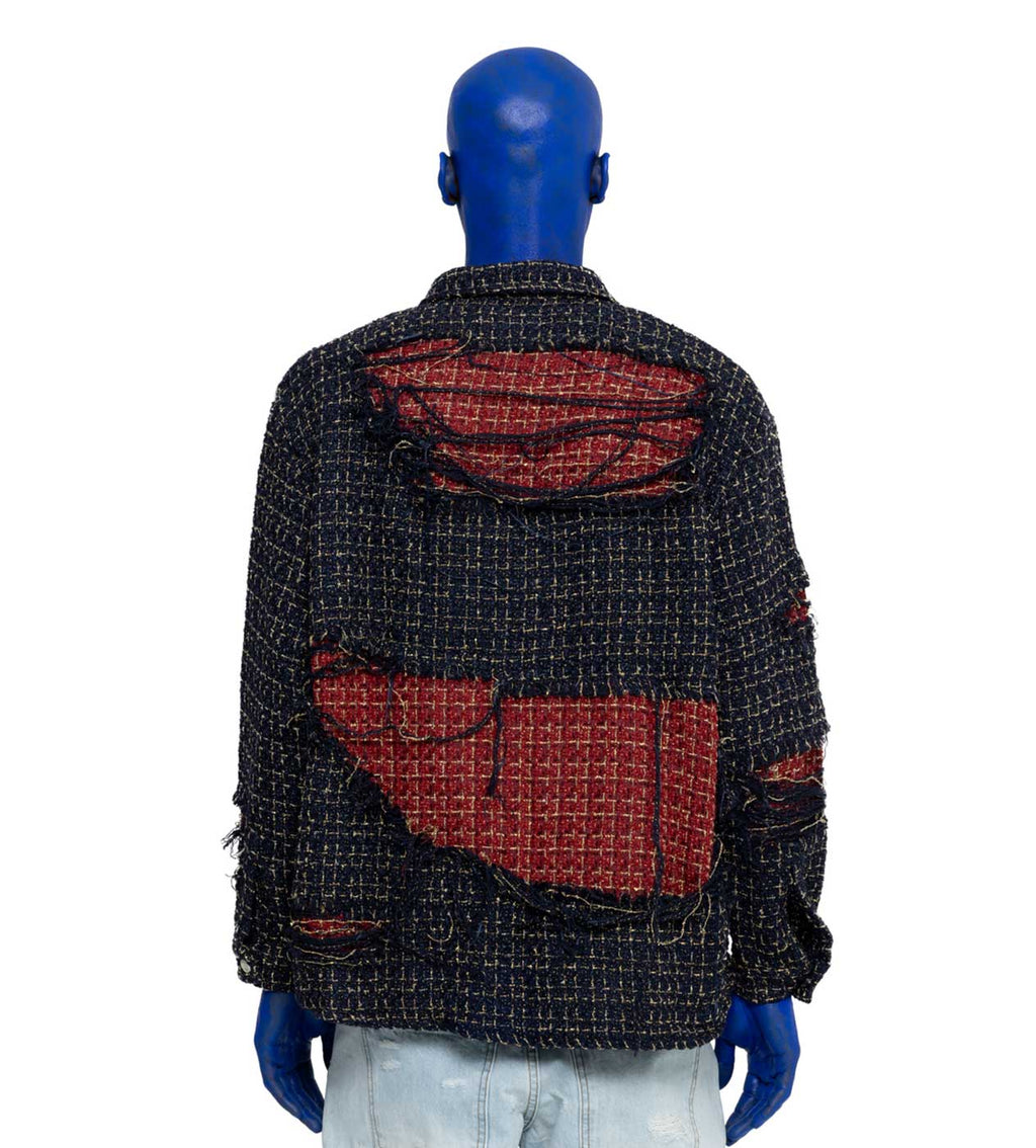 WNTD Distressed Double Layer Flannel Blue