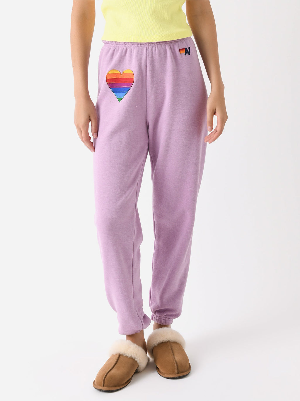 Aviator Nation Women's Rainbow Heart Stitch Sweatpant